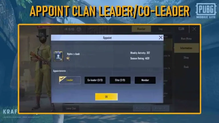 How To Appoint Clan Leader/Co-Leader In PUBG MOBILE LITE?